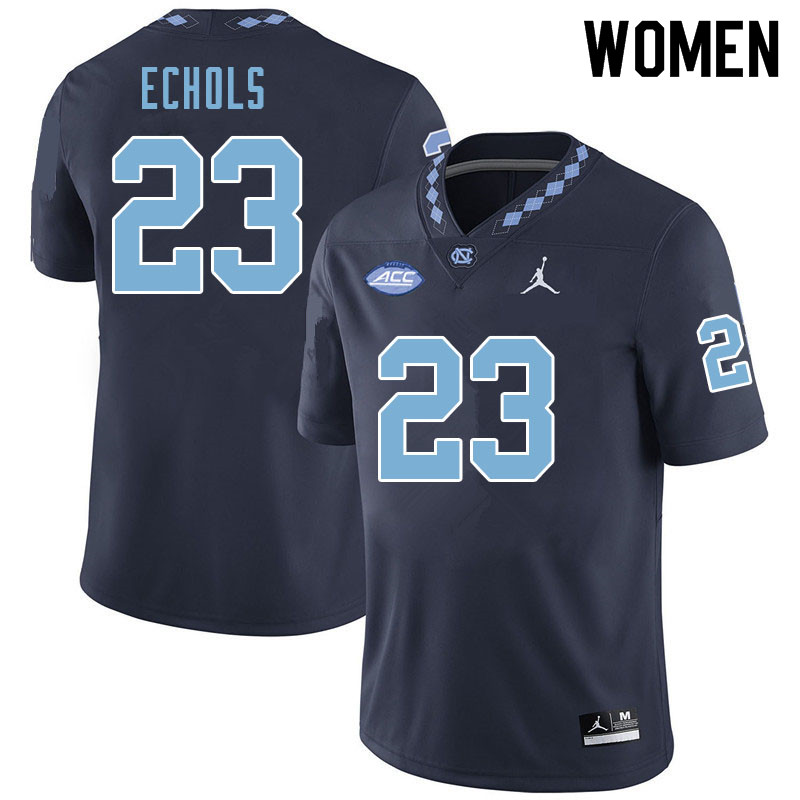 Women #23 Power Echols North Carolina Tar Heels College Football Jerseys Sale-Navy